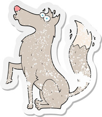 retro distressed sticker of a cartoon wolf