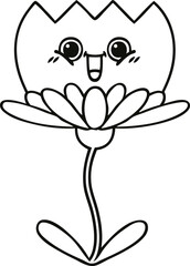 line drawing cartoon flower