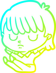 cold gradient line drawing cartoon woman
