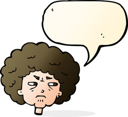 cartoon bitter old woman with speech bubble
