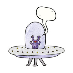 speech bubble textured cartoon flying saucer