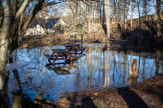 flooded school in Sweden