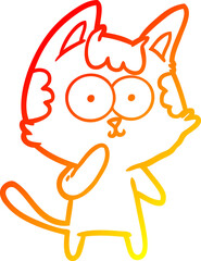 warm gradient line drawing cartoon cat considering