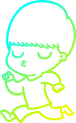 cold gradient line drawing cartoon calm boy