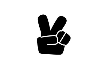 hand, victory, victory sign, two, fingers, icon symbol, black