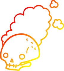 warm gradient line drawing cartoon dusty old skull