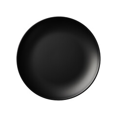 A black plate top view isolated on transparent background