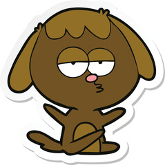 sticker of a cartoon bored dog