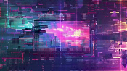 Obraz premium a glitchy illustration of an old television, colorful 80s aesthetics background, banner wallpaper concept design