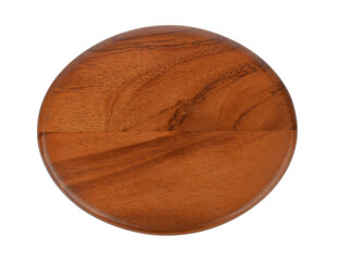 Oval shape wood tray on transparent png, top view