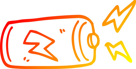 warm gradient line drawing cartoon battery