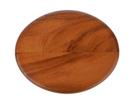 Oval shape wood tray on transparent png, top view