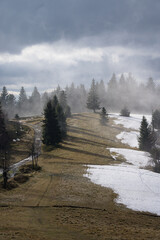 Mały Beskid, Leskowiec Mountain, at the turn of winter and spring