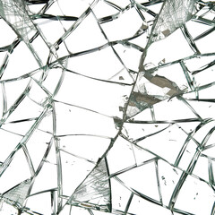 Shattered mirror, transparent background, isolated image, generative AI