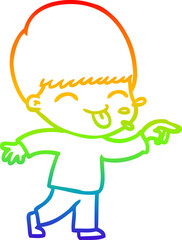 rainbow gradient line drawing happy cartoon boy