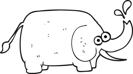 black and white cartoon elephant