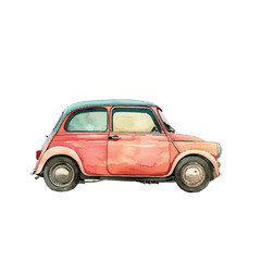 cute minicar vector illustration in watercolour style