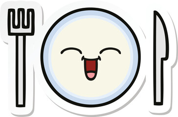 sticker of a cute cartoon dinner plate