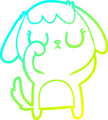 cold gradient line drawing cute cartoon dog