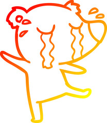 warm gradient line drawing cartoon crying polar bear
