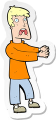 sticker of a cartoon terrified man