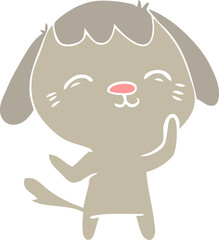 happy flat color style cartoon dog