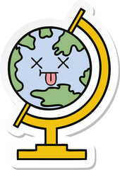 sticker of a cute cartoon globe of the world