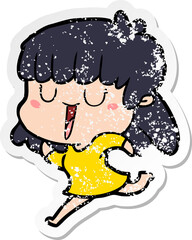 distressed sticker of a cartoon woman