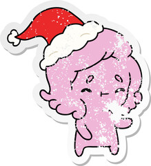 christmas distressed sticker cartoon of kawaii ghost