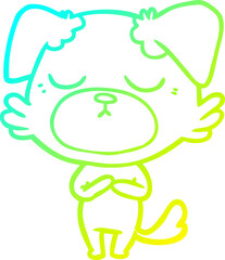 cold gradient line drawing cute cartoon dog