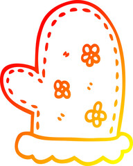 warm gradient line drawing cartoon oven mitts