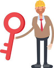 Engineer Character Holding Key
