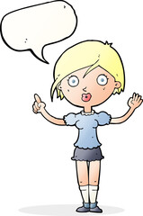 cartoon girl asking question with speech bubble