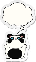 cartoon panda and thought bubble as a printed sticker