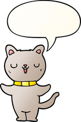 cartoon cat and speech bubble in smooth gradient style