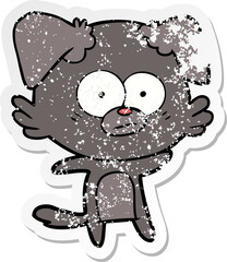 distressed sticker of a nervous dog cartoon