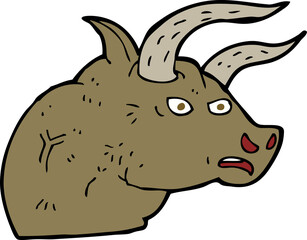 cartoon angry bull head