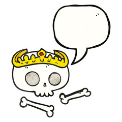 texture speech bubble cartoon skull wearing tiara