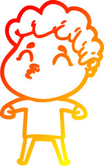 warm gradient line drawing cartoon man pouting