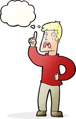 Obraz premium cartoon man with complaint with thought bubble