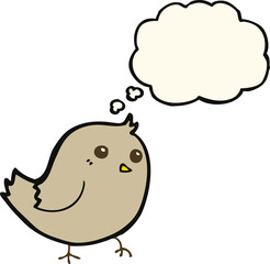 cartoon bird with thought bubble