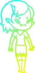cold gradient line drawing cartoon friendly vampire girl