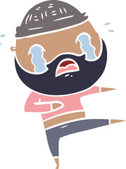flat color style cartoon bearded dancer crying