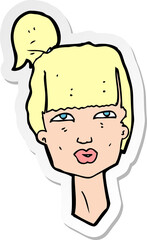 sticker of a cartoon female head