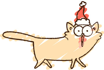Festive Cat Chalk Drawing