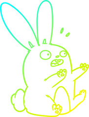 cold gradient line drawing cartoon startled rabbit