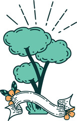 banner with tattoo style tree