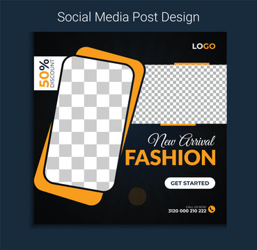 Fashion sale social media post template and trendy gradient colors, poster, flyer, brochure in vector EPS 10.