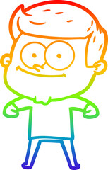 rainbow gradient line drawing cartoon happy man