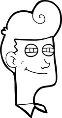 black and white cartoon smiling man